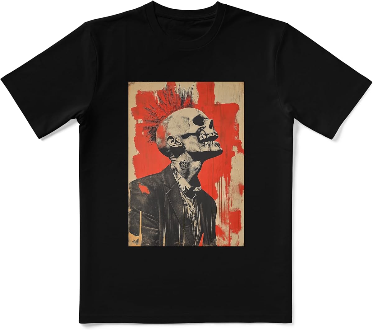 

Vintage Skull Punk Rock Mohawk Shirt Y2K Shirts for Men Retro 80s Graphic Tee Goth Alt Grunge Gothic 4XL