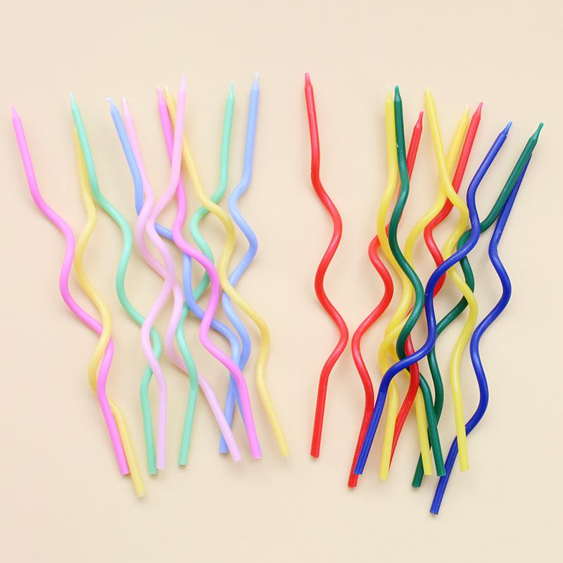 10 Birthday Card-packed Curve Candles, Creative Romantic Party Dark and Light Spiral Candles Without Support