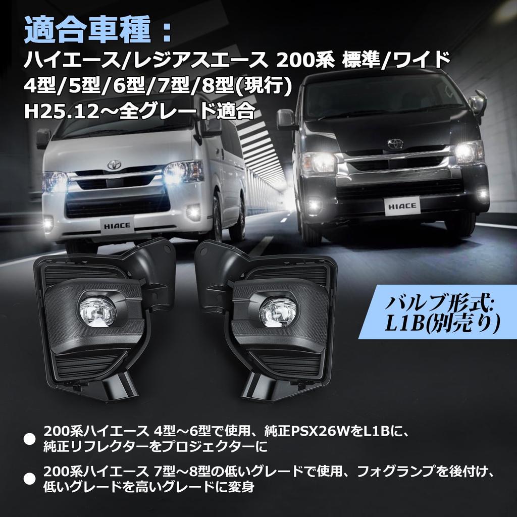 OPPLIGHT LED Fog Lamp Unit for Toyota Hiace 200 Ace and 8th Fits All Grades 2013 and Custom Converts PSX26W To Vehicle Inspection Adjustable Beam