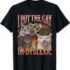 Ich stecke das Schwule in Legastheniker Lustiges Katzen-Meme Bootleg Grafik-T-Shirt für Männer Frauen