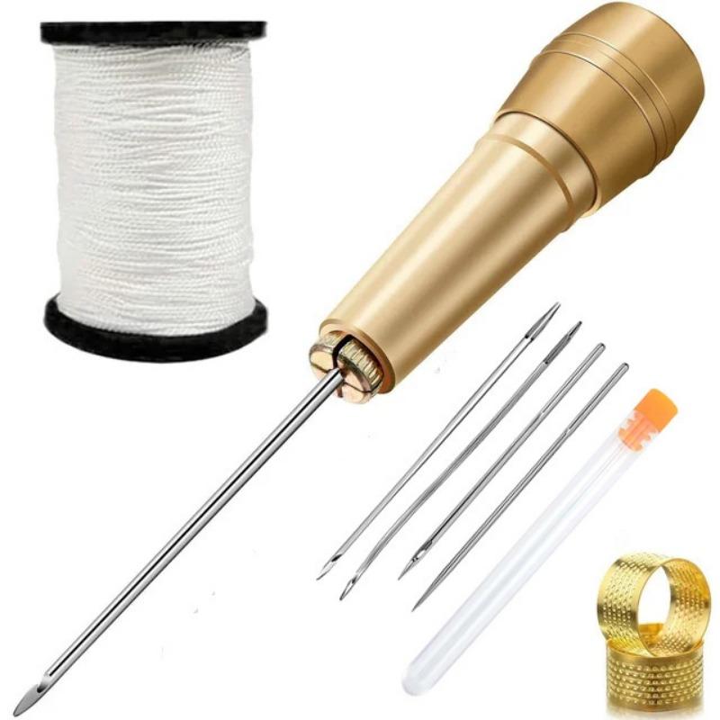 Interchangeable Copper Awl Set Solid Copper Handle Drill Eye Needle Awl Shoe Sole Repair Copper Handle Punch