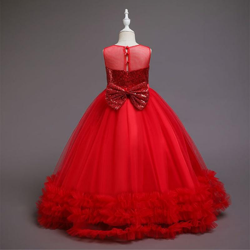 Baby Girls Flower Princess Lace Ball Gown Party Long Dress For Brithday Wedding Teenager Kids Christmas Dresses Children Clothes