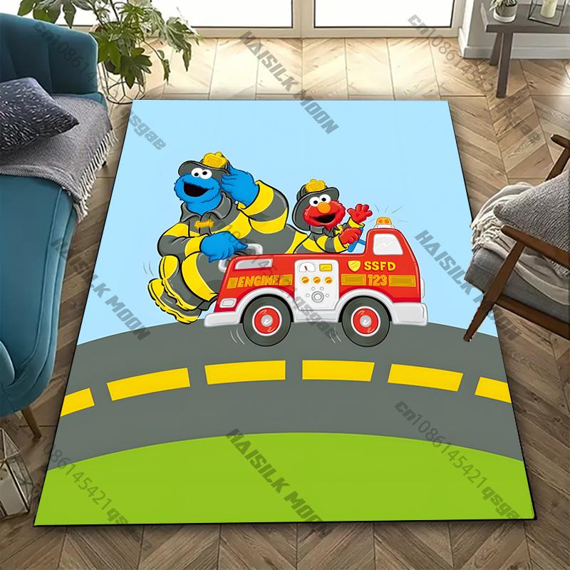 15 Sizes S-Sesame S-Street Theme Carpet Rug for Living Rooms Bedroom Entrance Door Decor Mat, Kids' Play Non-slip Mat Great Gift