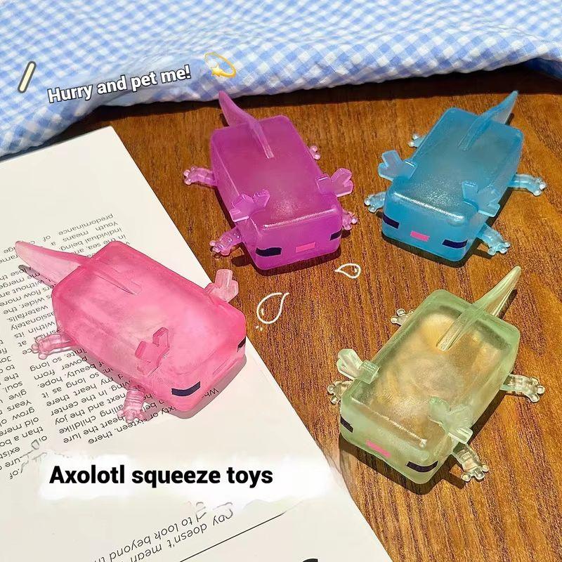 

Cartoon Axolotl Glittery Squishy Animals Squeeze Toy Slowly Rebound Relieve Stress Release Anxiety Emotions Desk Office Toy Gift (As shown-6566)-