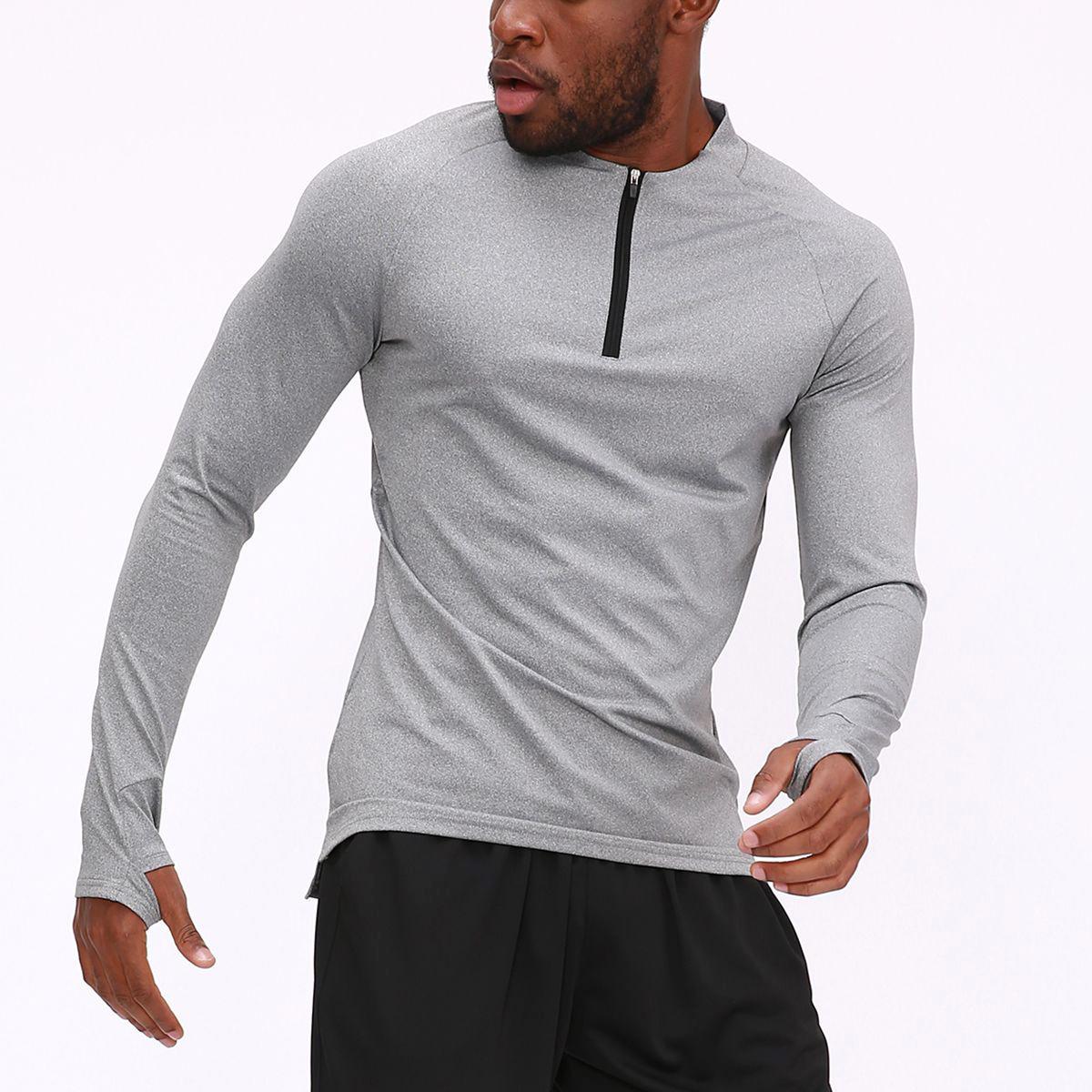 Men s High-Elasticity Long Sleeve Sports Hoodie - AutumnWinter Training Running XL серый 1380₽
