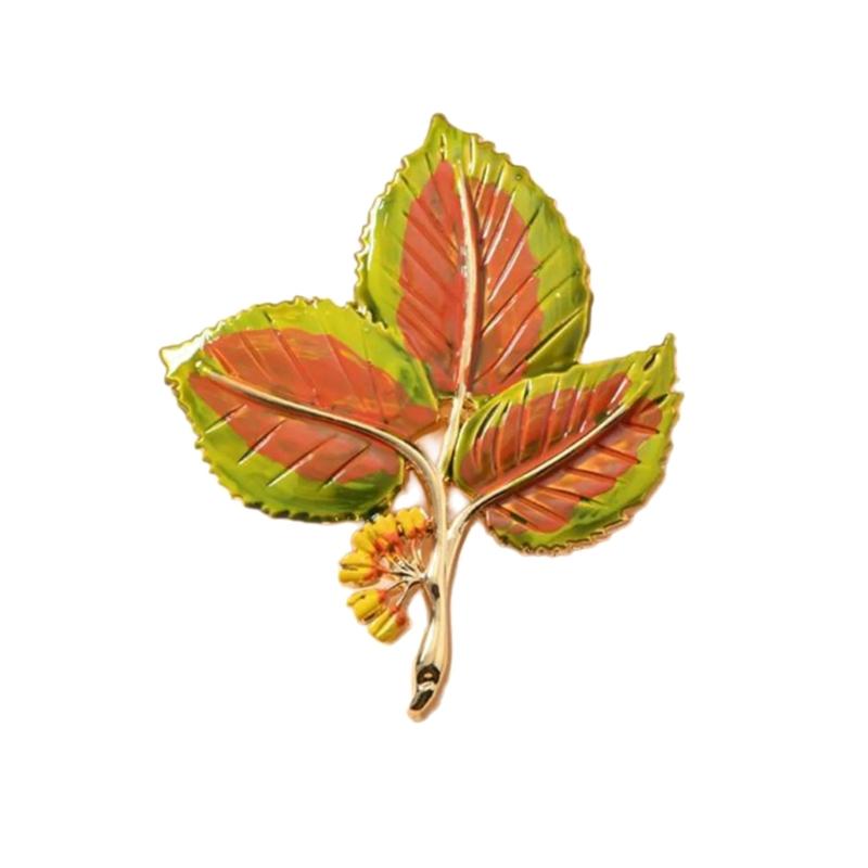 Vintage Style Enamel Autumn Leaf Brooch Handcrafted with User Friendly Materials for Fashionable Women and Nature Lovers