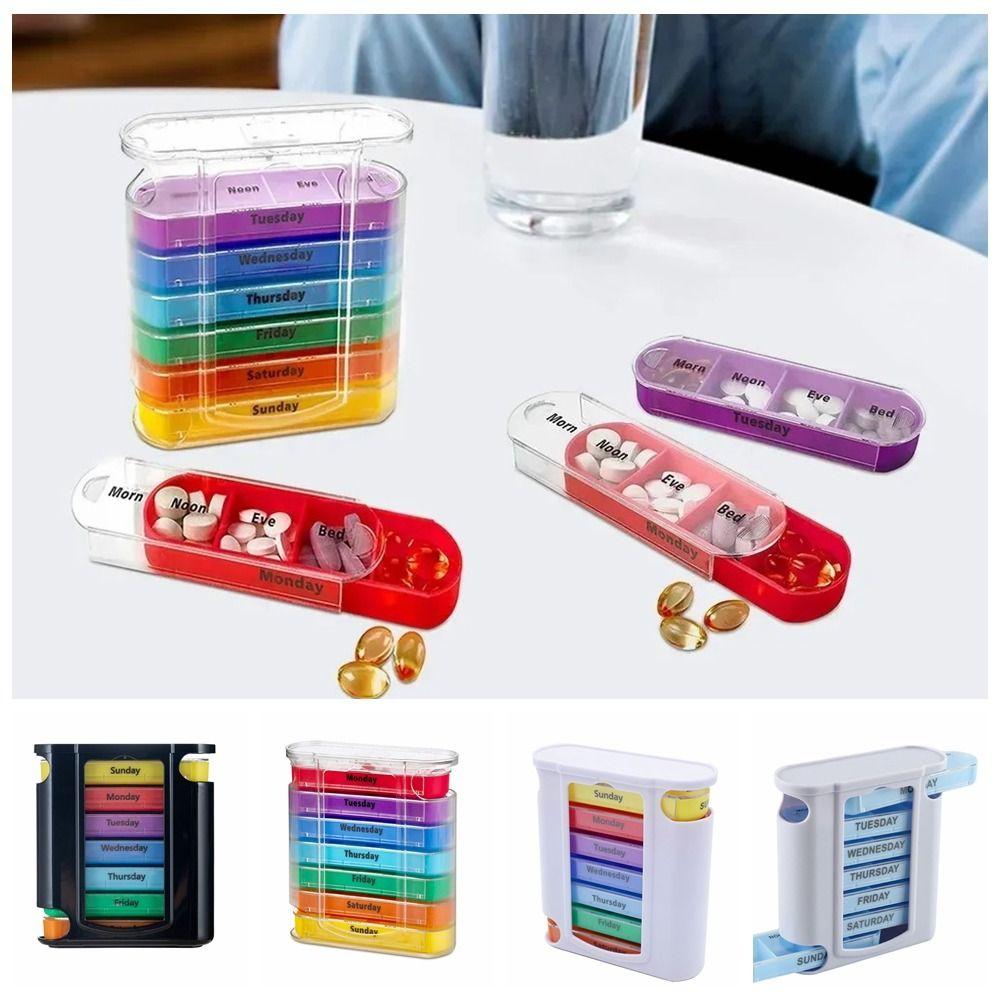 Medizinbox mit 4 Fächern Wöchentlicher Pillenorganisator Tragbare Pillendose 7 Tage