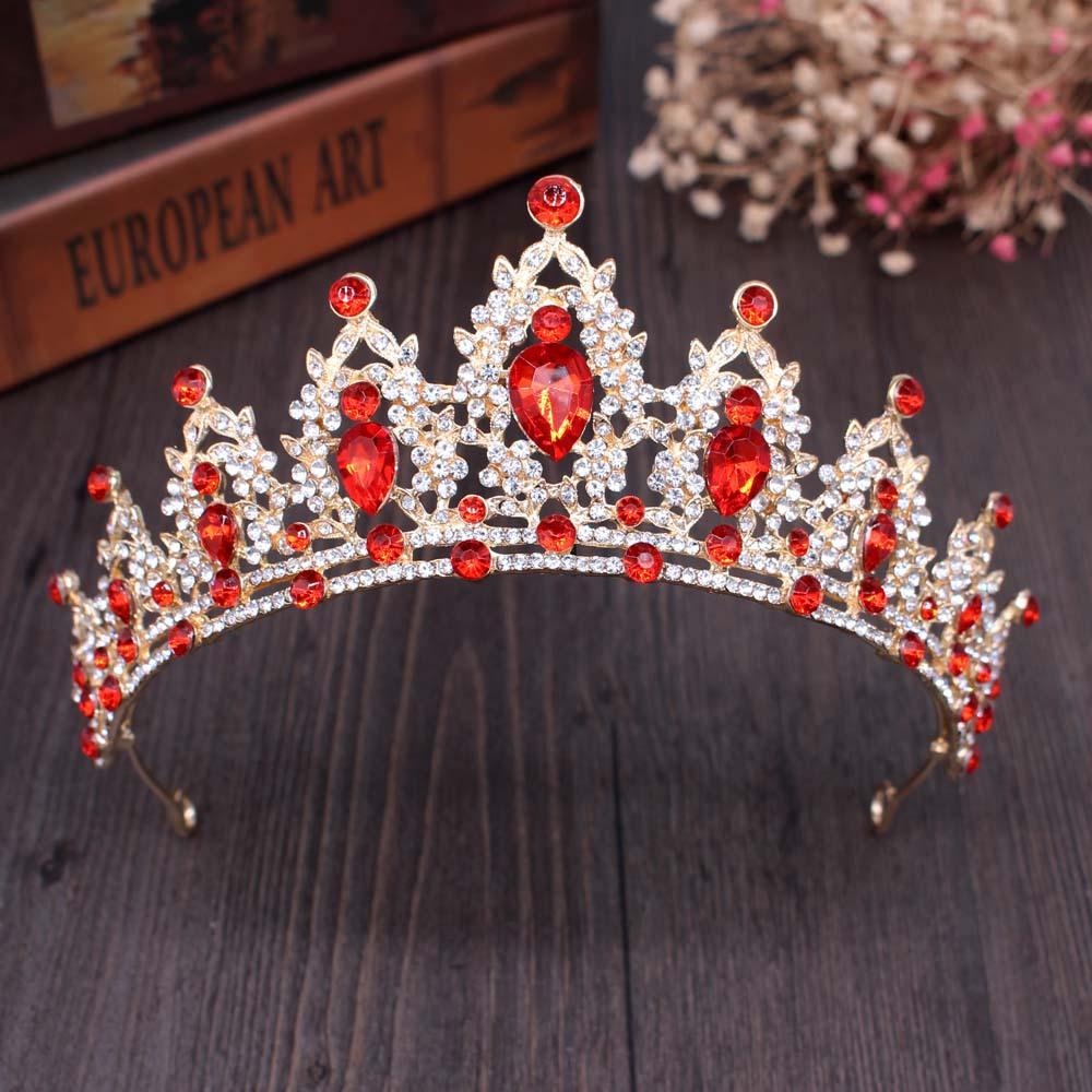 Kmvexo Vintage Gold Queen Princess Crowns  Crystal Diadem For Bridal Hair Accessories Bride Tiaras Headbands Tiara De Noiva