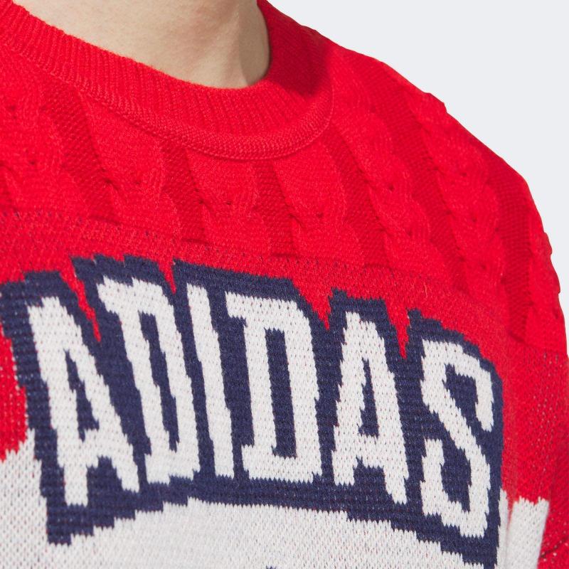 adidas Originals FW24 Year Of The Snake Limited Edition LNY Knit Pullover Series Round Neck Soft Comfortable Sweater Unisex Sweater Red White JL8367
