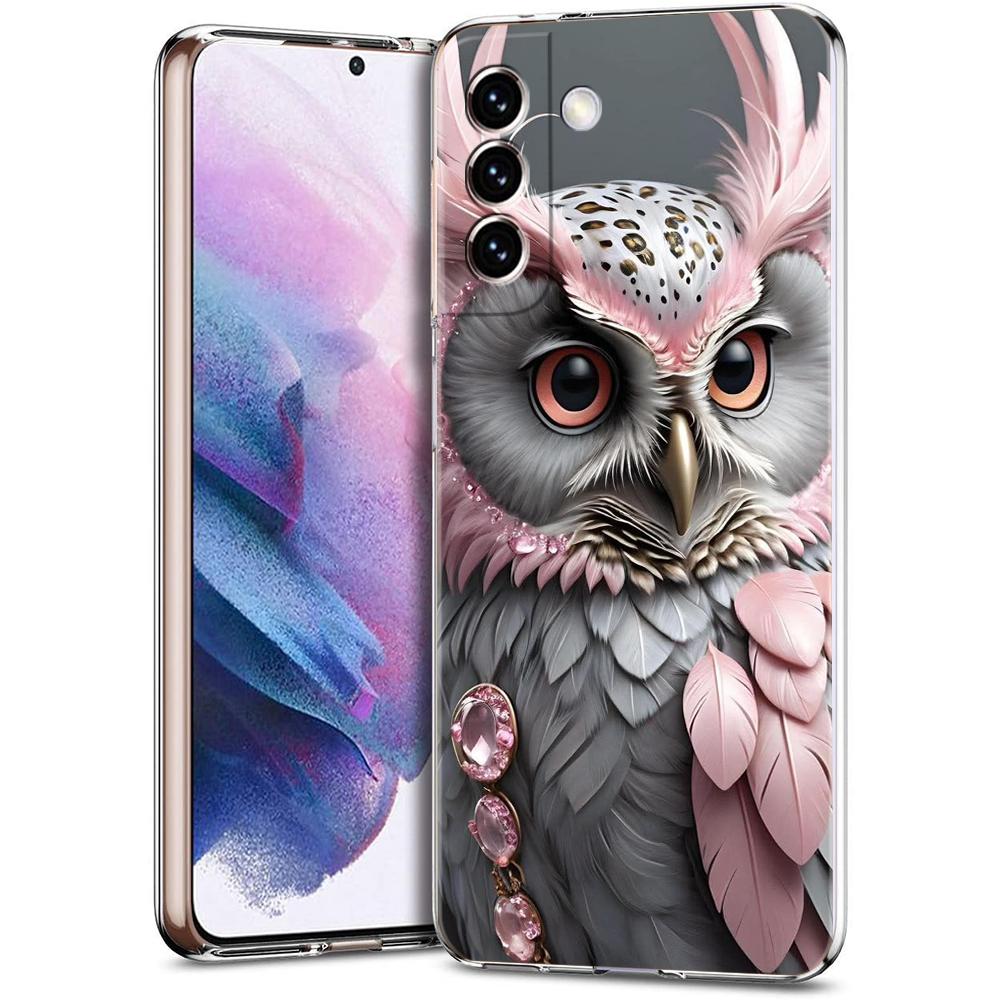 Transparent Phone Case Cover for Samsung Galaxy S25 S24 S23 S22 S20 S21 FE Ultra S24 S23 S10 S10E Plus 5G Cute Owl Pattern Capas
