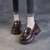 6CM Genuine Cow Leather Loafers Women 2024 Autumn New Design Pumps Round Toe Metal Thick High Heel Chunky Platform Shoes