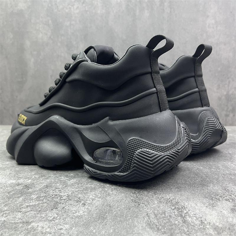 2024 Spring & Fall Men's Trendy Thick Sole Leather Sneakers - Non-slip & Wear-resistant.