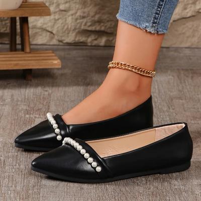 2024 Mode Heißverkaufende Slipper Damen Flats Perlenbesatz Oberbekleidung Leicht Spitz Frühling und Herbst Zapatos De Mujer