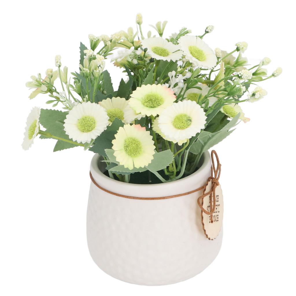 Små konstgjorda krukväxter Mini falska krukväxter Falsk prästkrageprydnad Hem Inomhus Utomhusdekor 7146B 01 Gul med