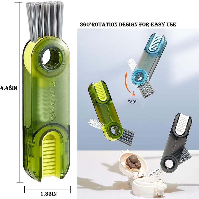 3 In 1 Milk Water Bottle Cup Lid Cleaning Brush Multi-Functional Straw Crevice Cleaner Brush U-shaped Bottle Gap Clean Tools