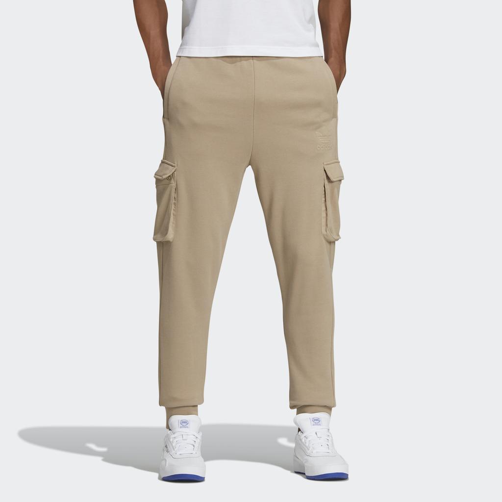 Adidas Originals Embossed Track Pants With Cargo Pockets And Cuffed Ankles Men Casual Sportswear Trousers Khaki-Brown GT7286
