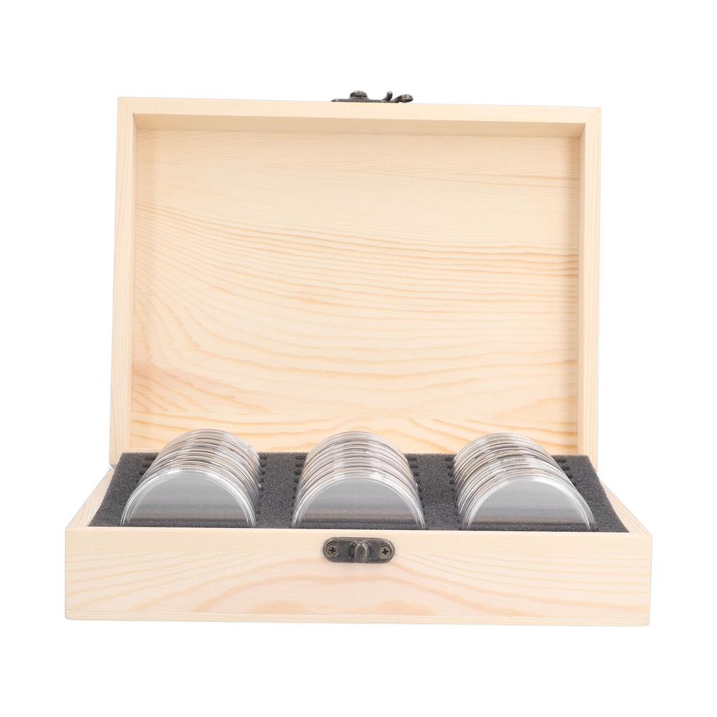 Cutie de protecție comemorativă pentru monede cu 30 de grile Cutie de colecție de monede retro pentru dormitor, birou, acasă