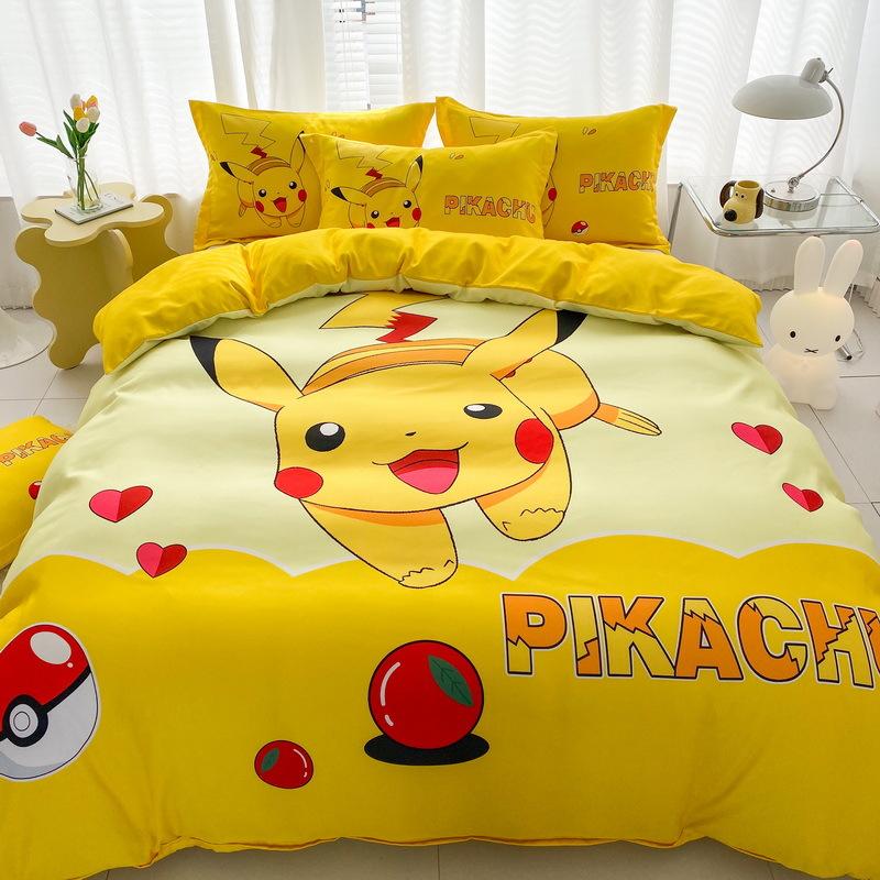 2025 New Cute Pikachu Bedding SetAnime P-Pokemon Quilt Duvet Pillowcase Children Duvet Cover Girls Boys Holiday Gifts