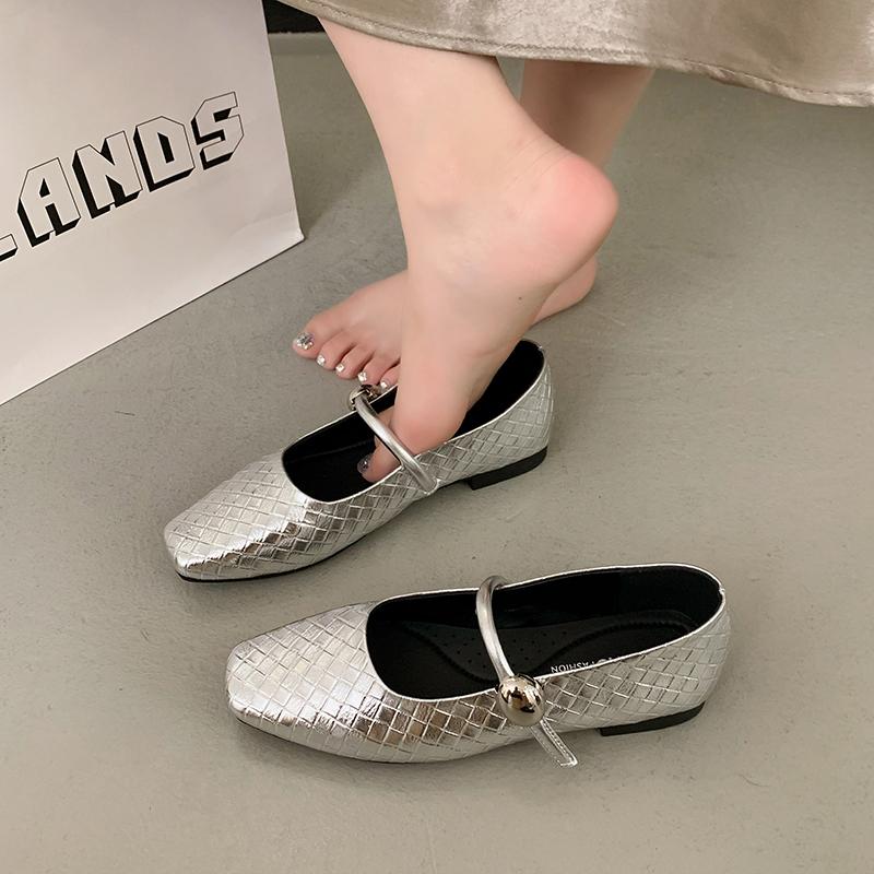 

Fashion New Fashion Women Mary Jane Shoes Sandals Fashion Buckle Strap Female Footwear Slides Square Toe Soft Sole Ladies Lolita Shoes 40 серебряный