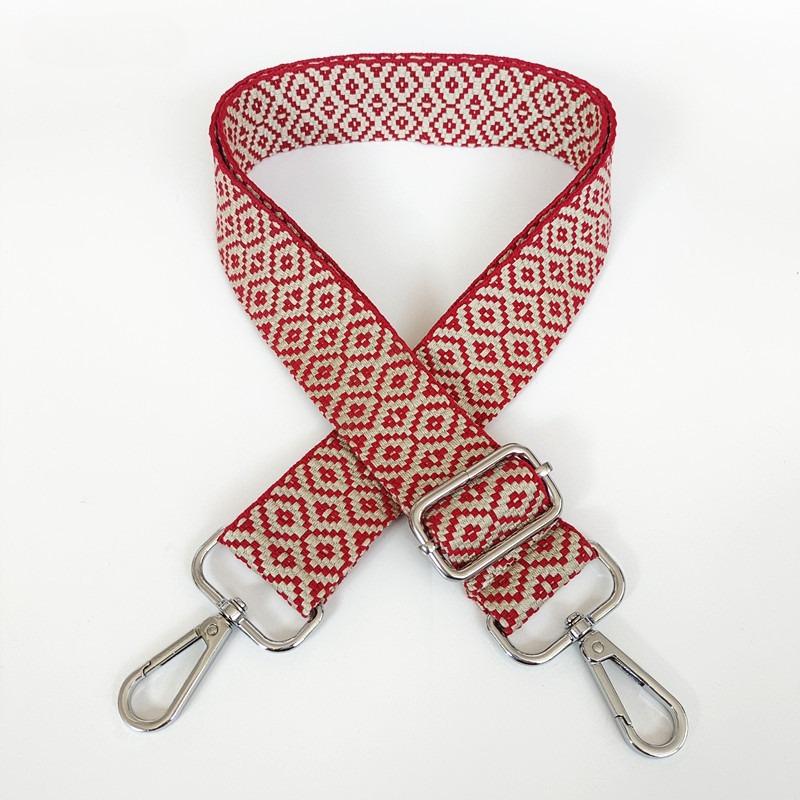 New Thickened Canvas Webbing Colored Jacquard Rhombus Adjustable Shoulder Crossbody Long Strap Women's Bag Accessories Broadband