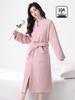 Women's Velvet Pajama Set with Fleece-Lined Pants and Thick Coral Fleece Bathrobe for Autumn/Winter