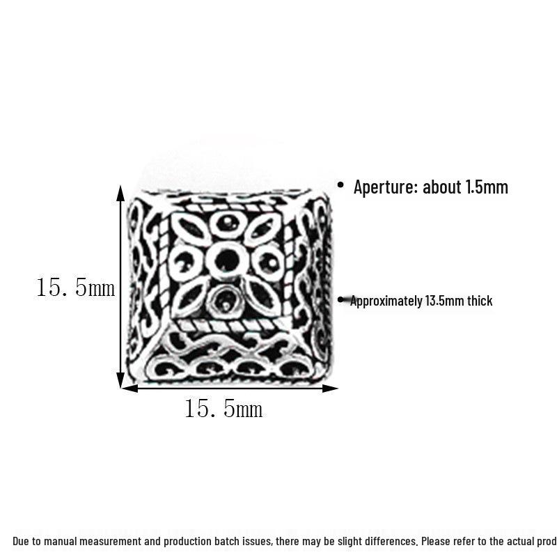 Vintage S925 Sterling Silver Polygon Spacer Beads for DIY Bracelets - Irregular Hollow Thai Design