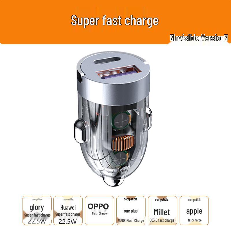 Unsichtbarer 100W Dual PD Schnell-Autoladeadapter