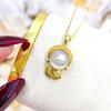 Silver Tone Round Pearl Pendant Necklace for Women, Buddha-Inspired Elegant Statement Jewelry