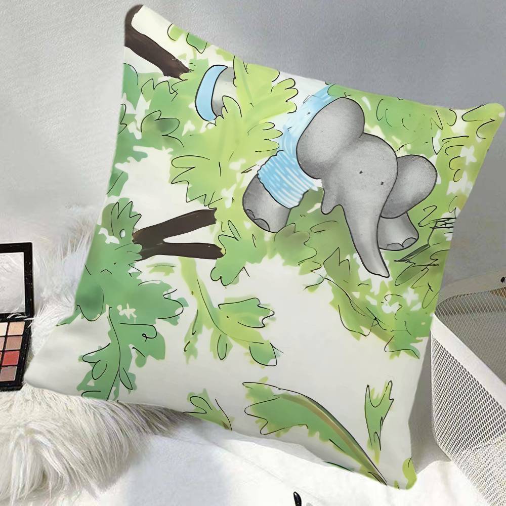 BBabar The Elephant Pillow Case Square Pillow Bedroom Sofa Leisure Comfort Cushion Car Home Decoration
