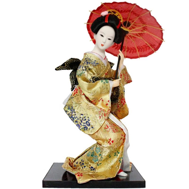 Bambole Geishe Giapponesi Decorative da 12 Pollici Figura Kimono per Decorazione Soggiorno e Ufficio O Regalo Culturale