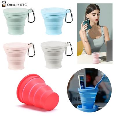 1 taza de agua plegable retráctil de silicona suave/plástico para exteriores, portátil, para viajes, telescópica y plegable