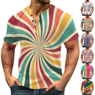 Vintage letní pánské tričko Streetwear 3 knoflíčky rozepnuté volné oblečení s potiskem tričko s krátkým rukávem