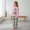 Little Girl 2PCS Set 1-8 Years Old Pink Sweatshirt and Cow Print Long Pants Kids Casual Daily Wear or Pajamas Set