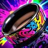 Graffiti-Style Stainless Steel Ring: Vibrant Spiral Design, Durable & Fade-Resistant.