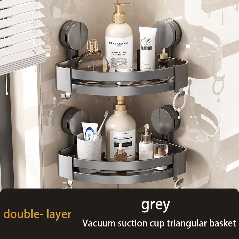 Bathroom Suction Cup Type Storage Rack Without Punching Tripod Rack Toilet  Wall Corner Wall Hanging Storage Shelf