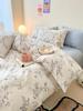 Pastoral Purple Floral Cotton Duvet Cover Set - 4 Pieces, 150x200 cm