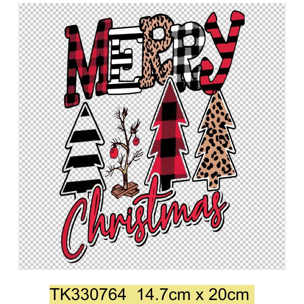 Iron On Christmas Snowmen Santa Claus Christmas Trees  Patch DIY Heat Transfer Tops Appliqued Vinyl Iron On Clothes Stickers