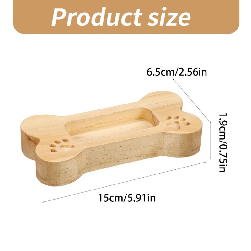 Elegant Wood Business Card Holders Table Display Stand for Desk Pet Paws Designed Office Tabletop Display Set of 2