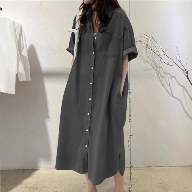 Women's Denim Dress, Shirt Collar Denim Casual Dress