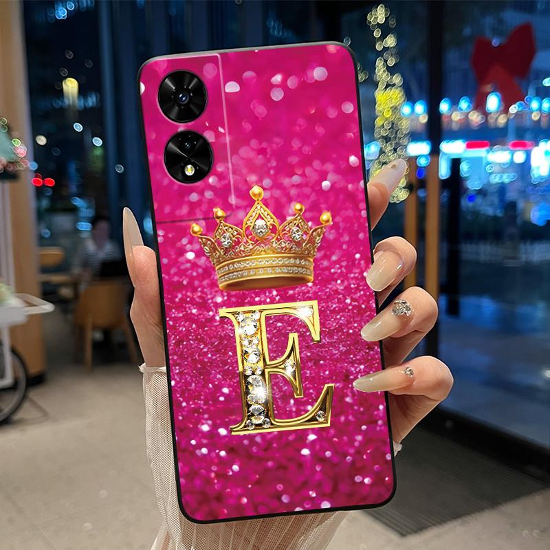 Beautiful Couple Phone Case For TCL 505 T509K T509A Bumper Black Silicone Shockproof Soft Casing Letter Crown Pattern Cover