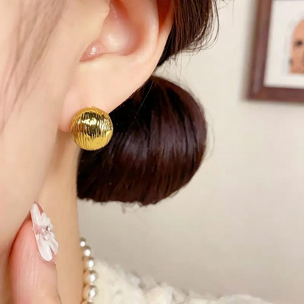 Elegant Textured Ball Stud Earrings for Women – Versatile, Simple, and Luxurious
