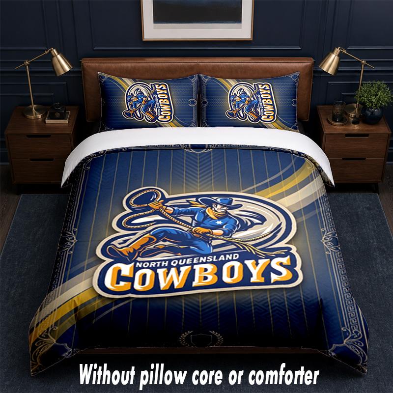 North Queensland Cowboys Design Bett Bettwäsche Set 1 Bettbezug + 2 Kissenbezüge Weich Atmungsaktiv Haushalt Bettwäsche