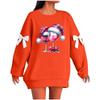 Ladies' Christmas Printed Bow Round Neck Long Sleeved Loose Pullover Sweater Sweatshirt Top