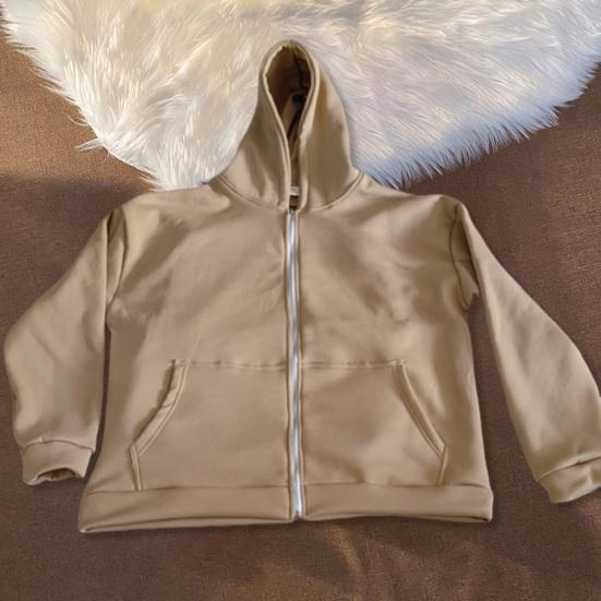 Men Sweatshirt Coat Hooded Long Sleeve Zipper Closure Hoodie Coat with Schoolbag Design Solid