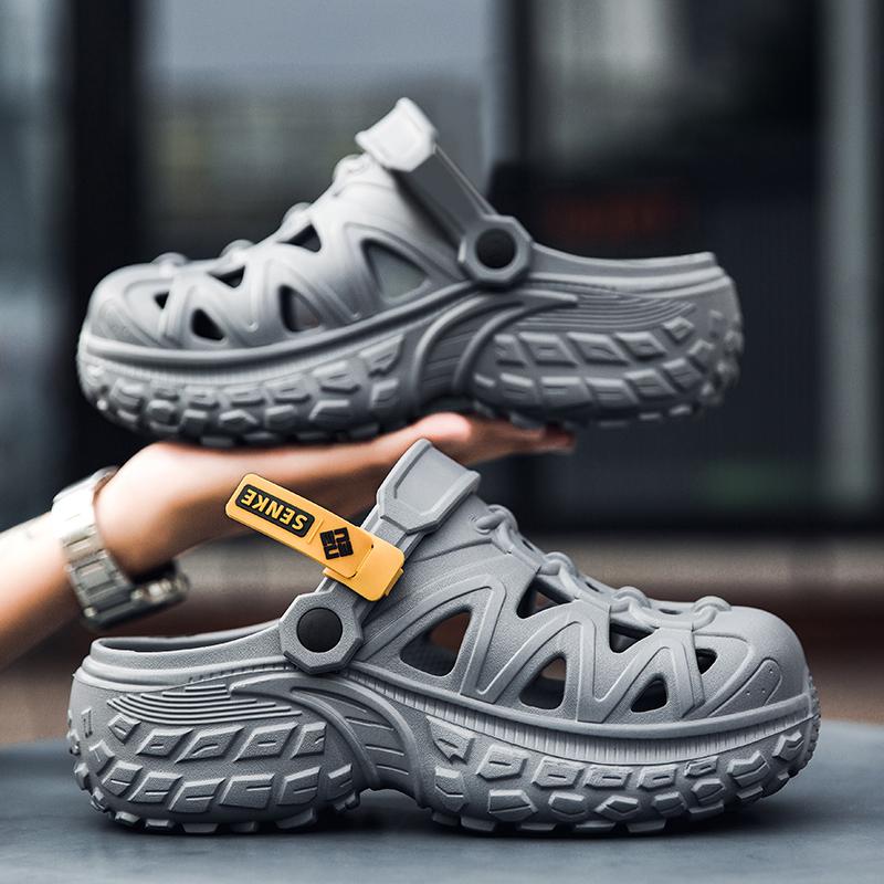 

Мужские сандалии летние шлепанцы на толстой подошве садовые тапочки ЭВА нескользящие дышащие туфли уличные пляжные шлепанцы мужская повседневная обувь для рыбалки 38-39 темно серый