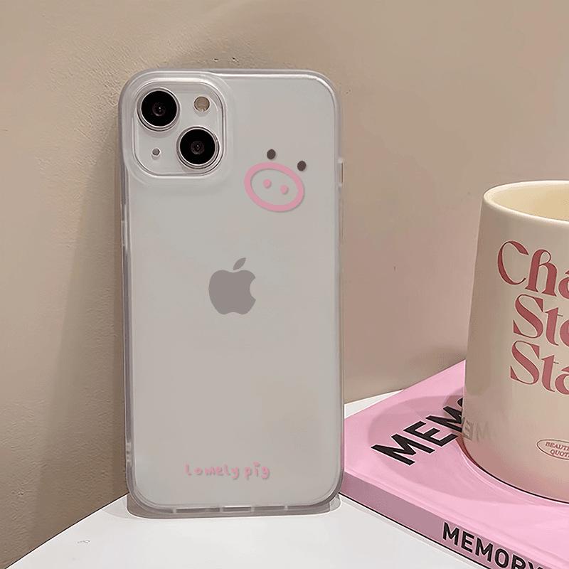 Frosted Pig Design Transparent Case for Apple 14/15/16/17/Pro/Promax