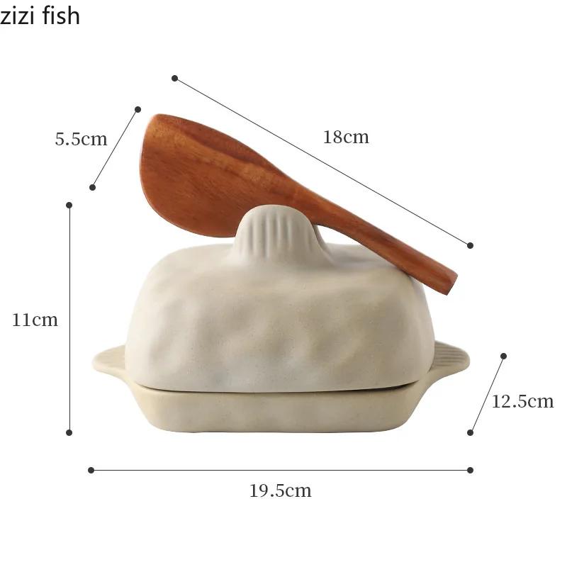 Kitchen Specific Butter Box Ceramic Butter Plate with Lid Bread Plate Dining Plates Dessert Bowl Cheese Dish Fruit Plates Tray