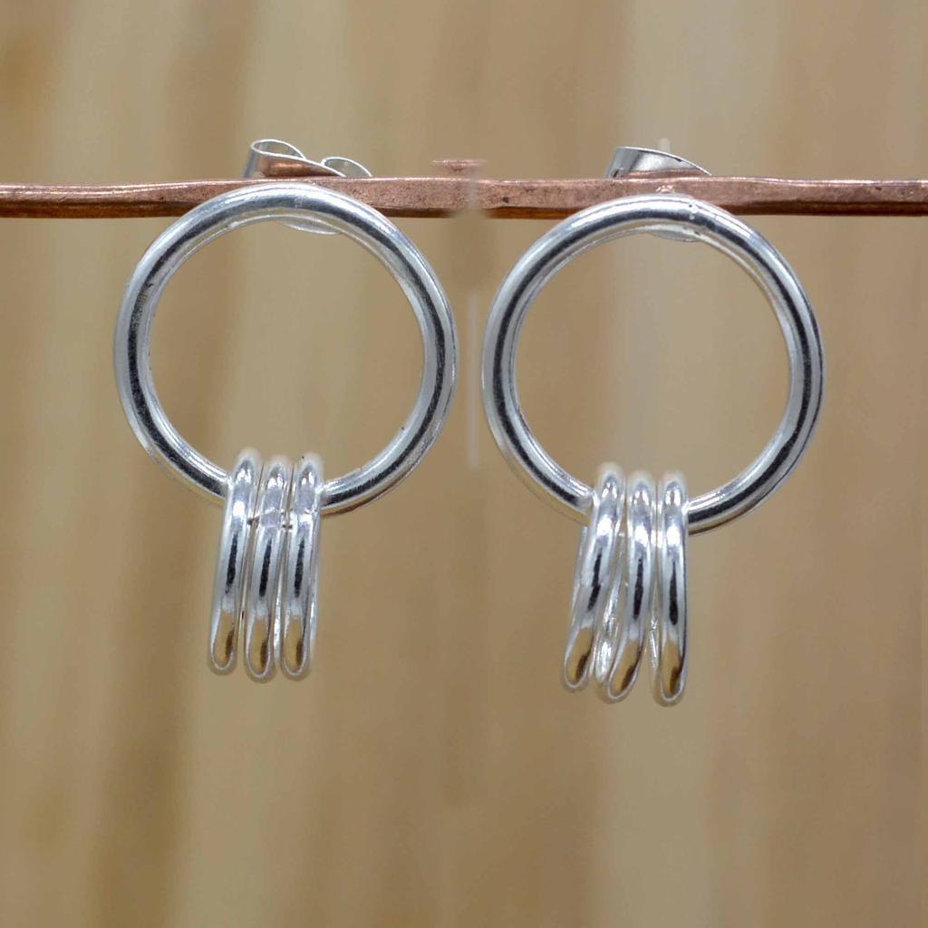 925 Silver Minimalist Earrings , Handmade Geometric Sterling Silver Jewelry, Unique Mothers Day Gift For Mom From Daughter