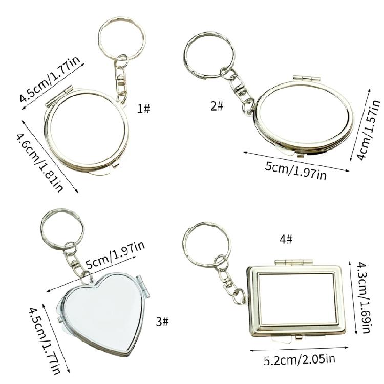 Easy To Clean Metal Keyring Cosmetic Mirror for Travel Office and Daily Activities Featuring Sturdy Construction