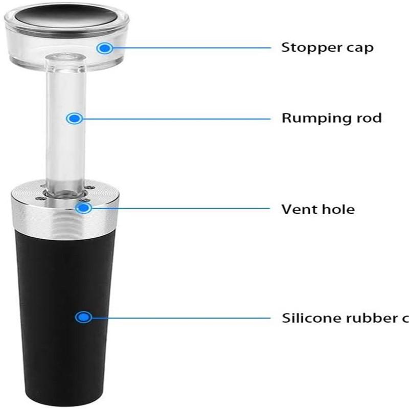 Silicone Bottle Stoppers with Built-in Vacuum Wine Saver Pump Food-safe Silicone Caps Vacuum Wine Stopper